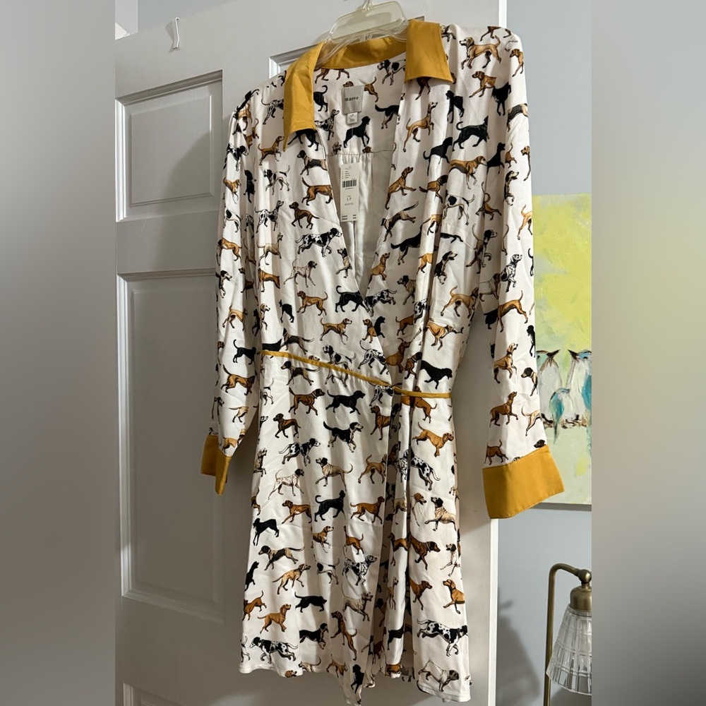 NWT Maeve for Anthropologie Dog Print Wrap Dress (petite)